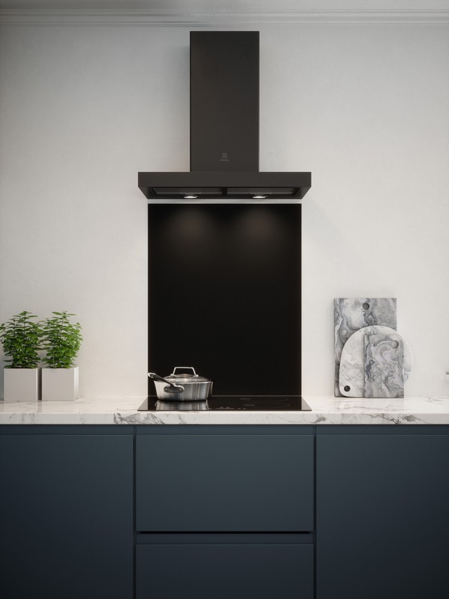 Matt Black Finish Self-Adhesive Glass Splashback