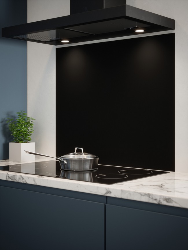 Matt Black Finish Self-Adhesive Glass Splashback