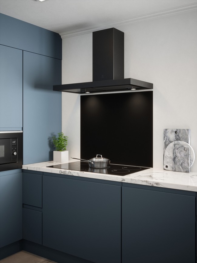 Matt Black Finish Self-Adhesive Glass Splashback