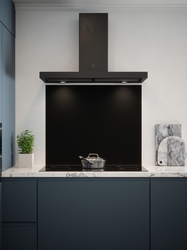 Matt Black Finish Self-Adhesive Glass Splashback