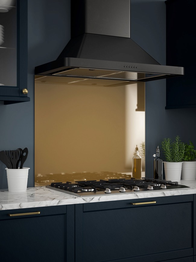 Brass Self-Adhesive Glass Splashbacks