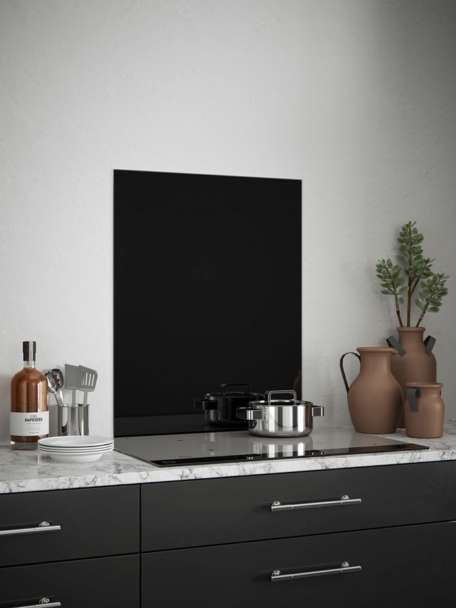 Black Gloss Self-Adhesive Glass Splashback