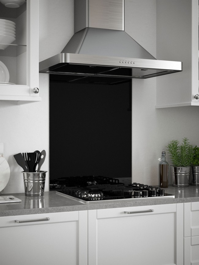 Black Gloss Self-Adhesive Glass Splashback