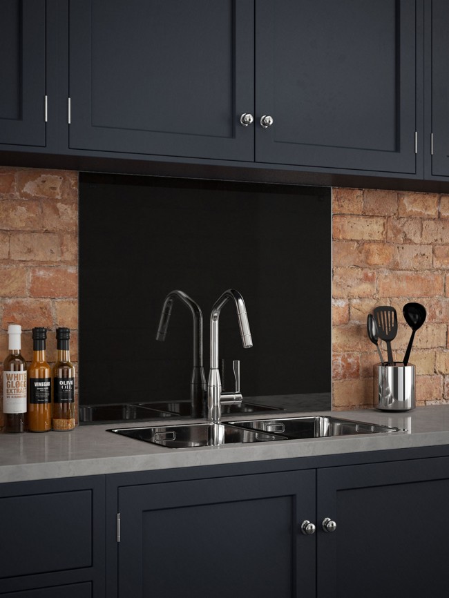 Black Gloss Self-Adhesive Glass Splashback