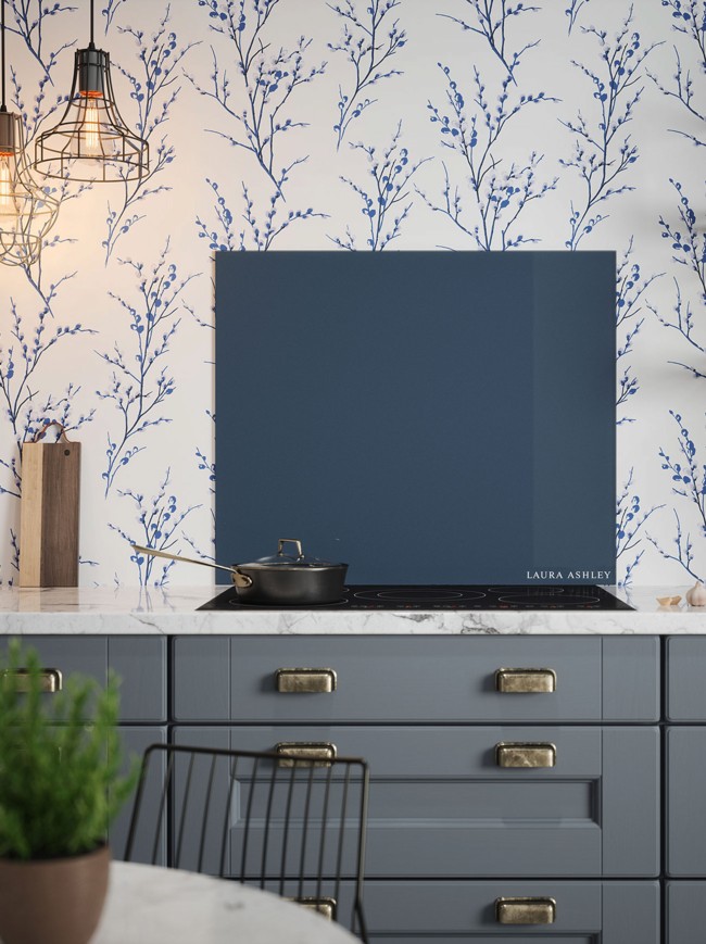 Laura Ashley Midnight Seaspray Self-Adhesive Glass Splashback