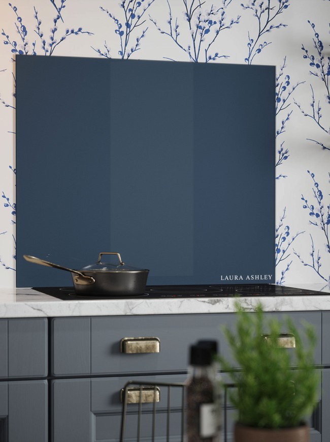 Laura Ashley Midnight Seaspray Self-Adhesive Glass Splashback