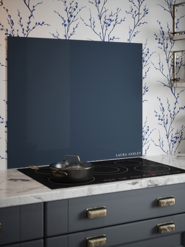 Laura Ashley Midnight Seaspray Self-Adhesive Glass Splashback