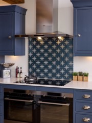 Laura Ashley Wicker Midnight Seaspray Self-Adhesive Glass Splashback