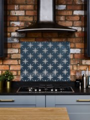 Laura Ashley Wicker Midnight Seaspray Self-Adhesive Glass Splashback