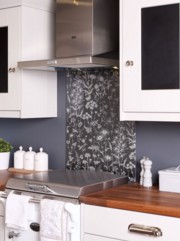 Laura Ashley Lisette Metallic Charcoal Self-Adhesive Glass Splashback