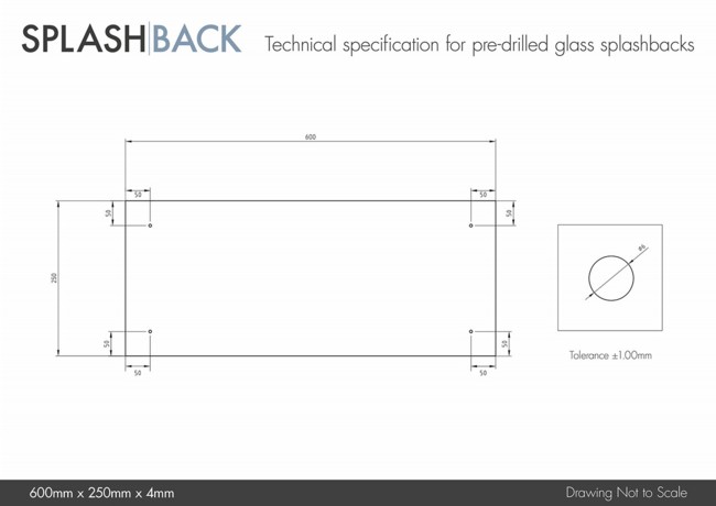 Crystal Clear 4mm Glass Bathroom Splashback - choice of caps