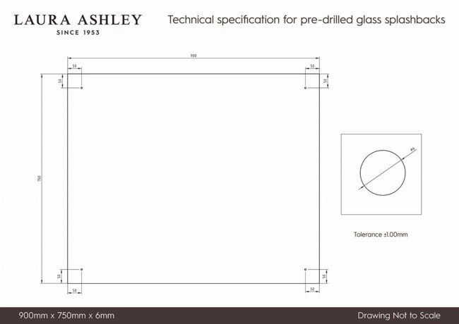 Laura Ashley Clear 6mm Glass Splashback - choice of caps