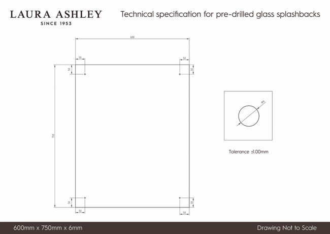Laura Ashley Clear 6mm Glass Splashback - choice of caps