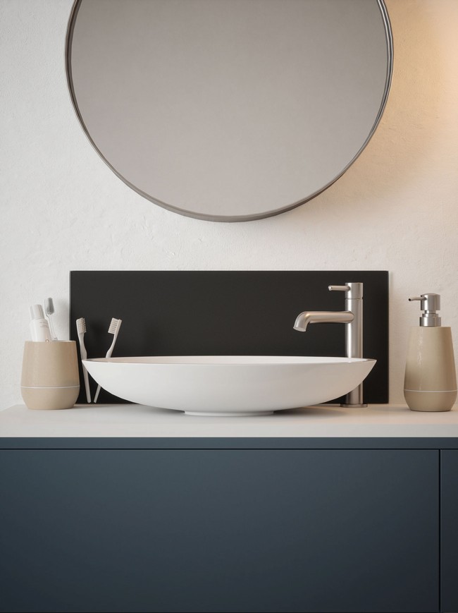 Matt Black Finish Self-Adhesive Glass Bathroom Splashback