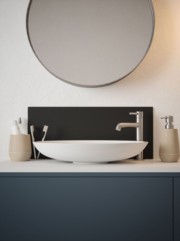 Matt Black Finish Self-Adhesive Glass Bathroom Splashback