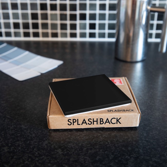 Matt Black Finish Self-Adhesive Glass Bathroom Splashback