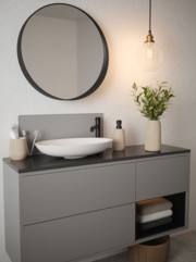 Matt Grey Finish Self-Adhesive Glass Bathroom Splashback