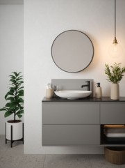 Matt Grey Finish Self-Adhesive Glass Bathroom Splashback