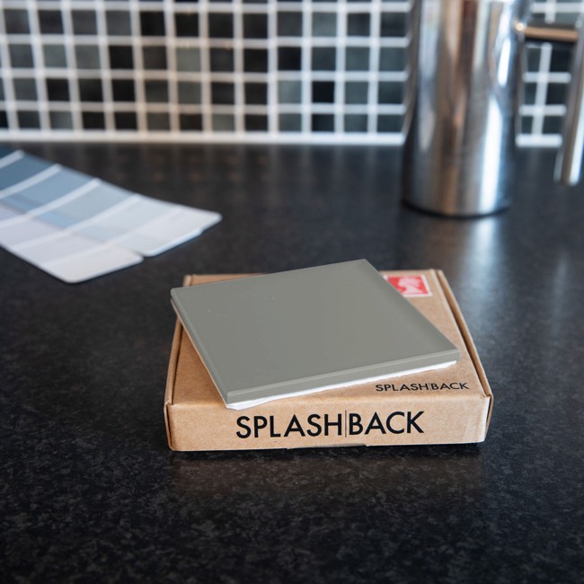 Matt Grey Finish Self-Adhesive Glass Bathroom Splashback