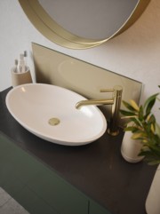 Light Gold Self-Adhesive Glass Bathroom Splashback