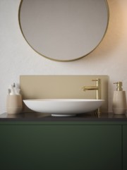 Light Gold Self-Adhesive Glass Bathroom Splashback