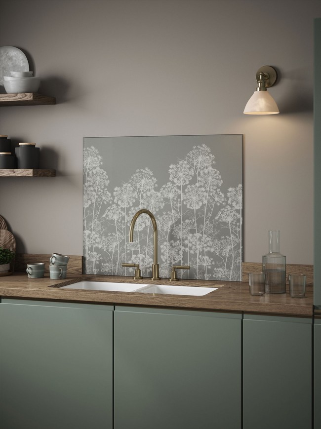 Clarissa Hulse Dill Silver Self-Adhesive Glass Splashback