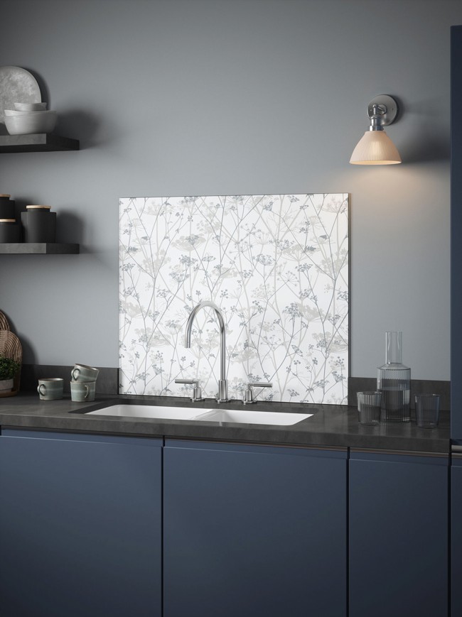 Clarissa Hulse Wild Chevril Chalk Self-Adhesive Glass Splashback