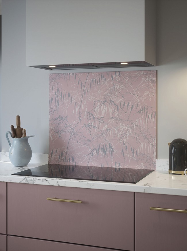 Clarissa Hulse Meadow Grass Blush Self-Adhesive Glass Splashback