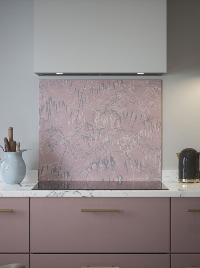 Clarissa Hulse Meadow Grass Blush Self-Adhesive Glass Splashback