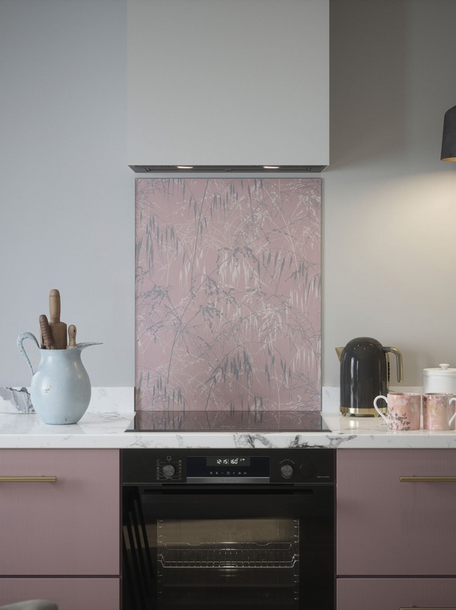 Clarissa Hulse Meadow Grass Blush Self-Adhesive Glass Splashback