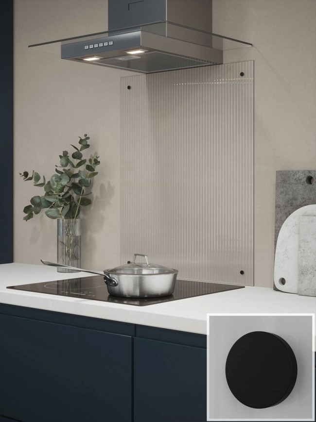 Fluted Clear 4mm Glass Splashback - choice of caps