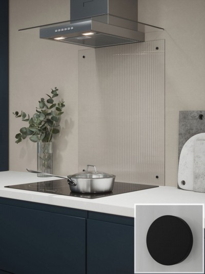 Fluted Clear 4mm Glass Splashback - choice of caps
