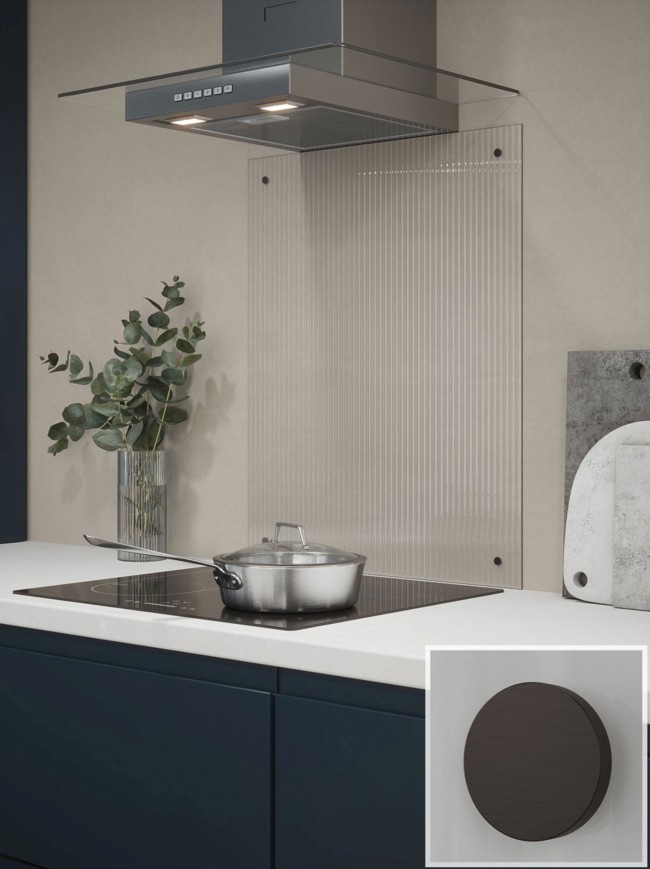 Fluted Clear 4mm Glass Splashback - choice of caps