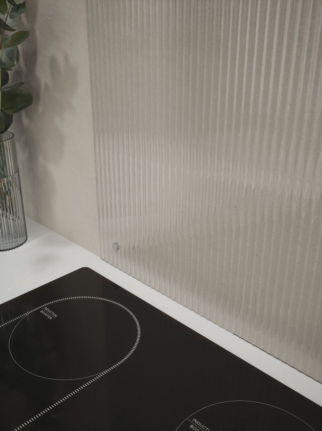 Fluted Clear 4mm Glass Splashback - choice of caps