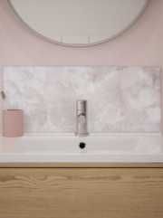 Laura Ashley Onyx Blush Self-Adhesive Glass Bathroom Splashback