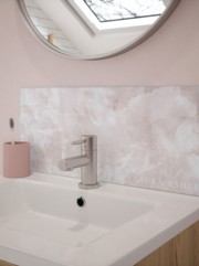 Laura Ashley Onyx Blush Self-Adhesive Glass Bathroom Splashback