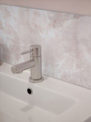 Laura Ashley Onyx Blush Self-Adhesive Glass Bathroom Splashback