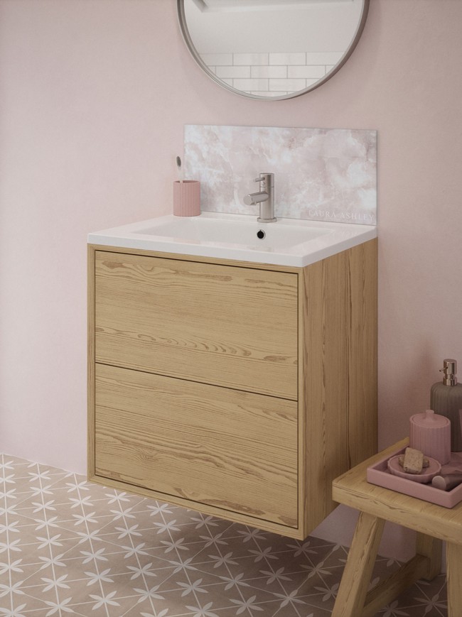 Laura Ashley Onyx Blush Self-Adhesive Glass Bathroom Splashback