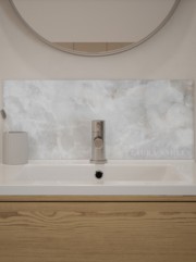 Laura Ashley Onyx Dove Grey Self-Adhesive Glass Bathroom Splashback