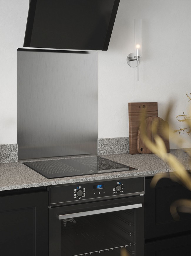 Brushed Silver Self-Adhesive Stainless Steel Splashback