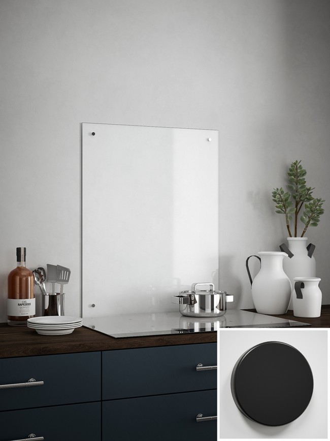 Clear 4mm Glass Splashback - choice of caps