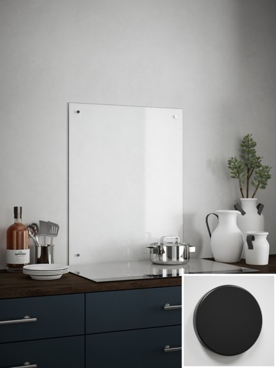 Clear 4mm Glass Splashback - choice of caps