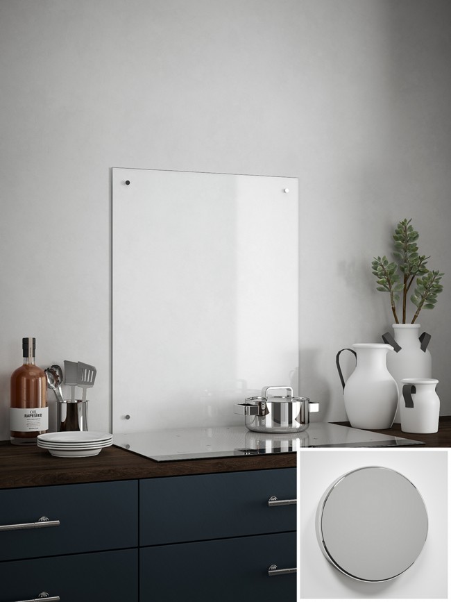 Clear 4mm Glass Splashback - choice of caps