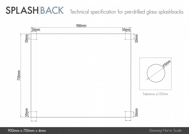Clear 4mm Glass Splashback - choice of caps