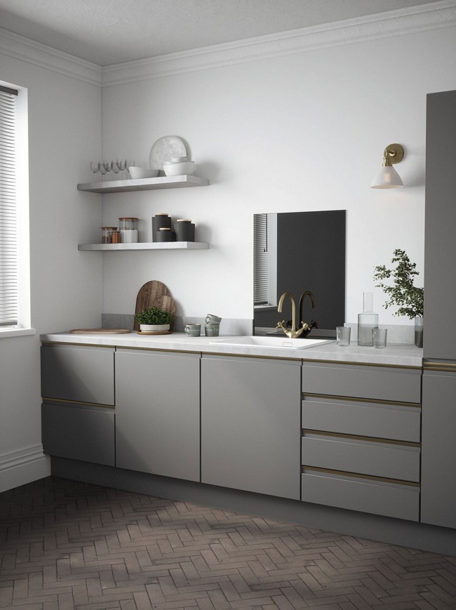 Grey Mirror Self-Adhesive Glass Splashback