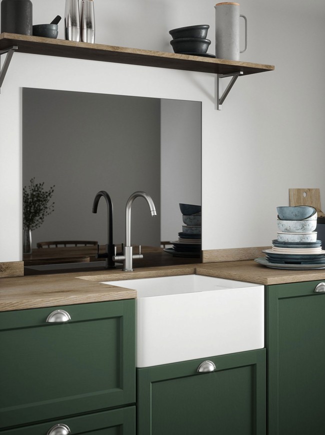 Grey Mirror Self-Adhesive Glass Splashback