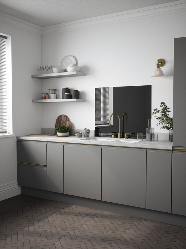 Grey Mirror Self-Adhesive Glass Splashback