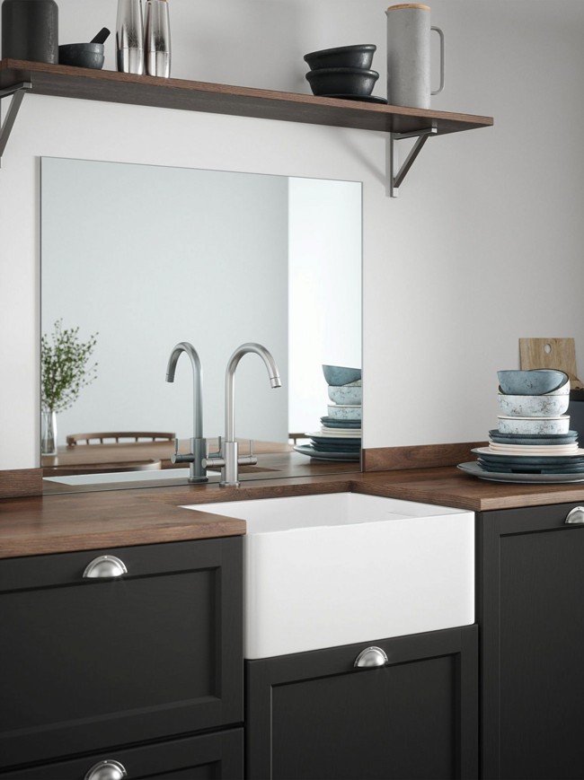 Silver Mirror Self-Adhesive Glass Splashback