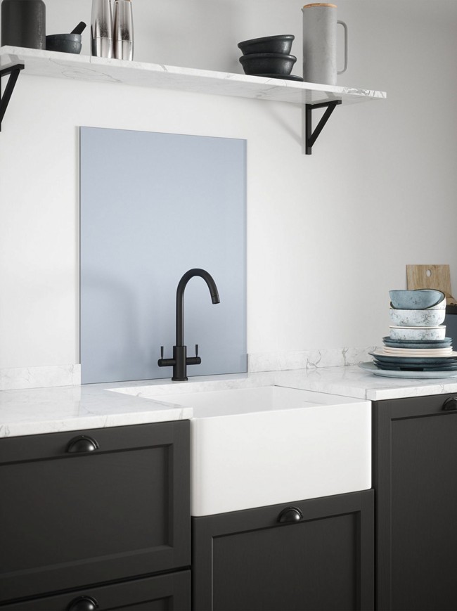 Cool Blue Self-Adhesive Glass Splashback