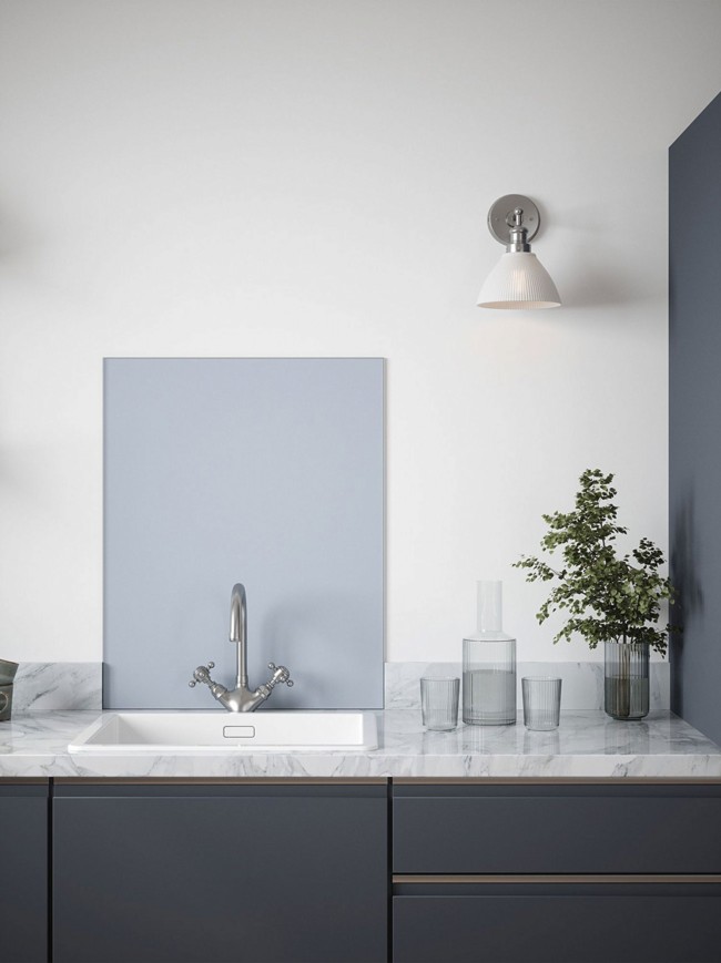 Cool Blue Self-Adhesive Glass Splashback